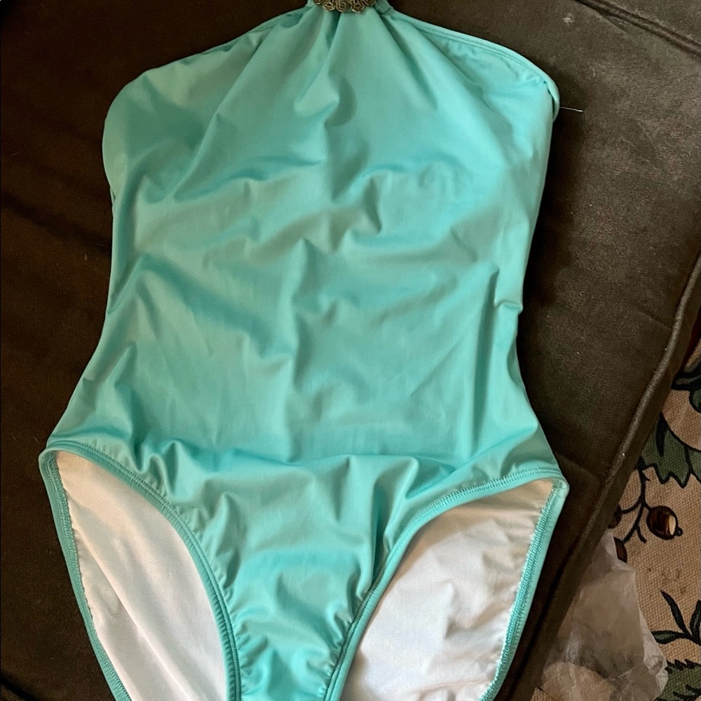 One piece bathing suit. Aqua / turquoise